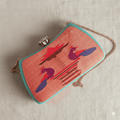 Handmade Peacock Pavilion Silk Handbag – A Blend of Tradition and Elegance