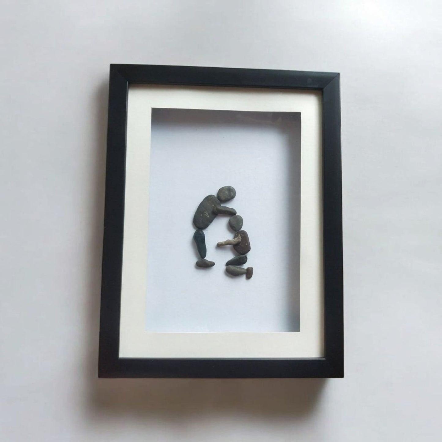 Handcrafted Pebble Art Of Respectful Gesture by Prahalad Pawar - Unique 9x12 Wall Decor for Home