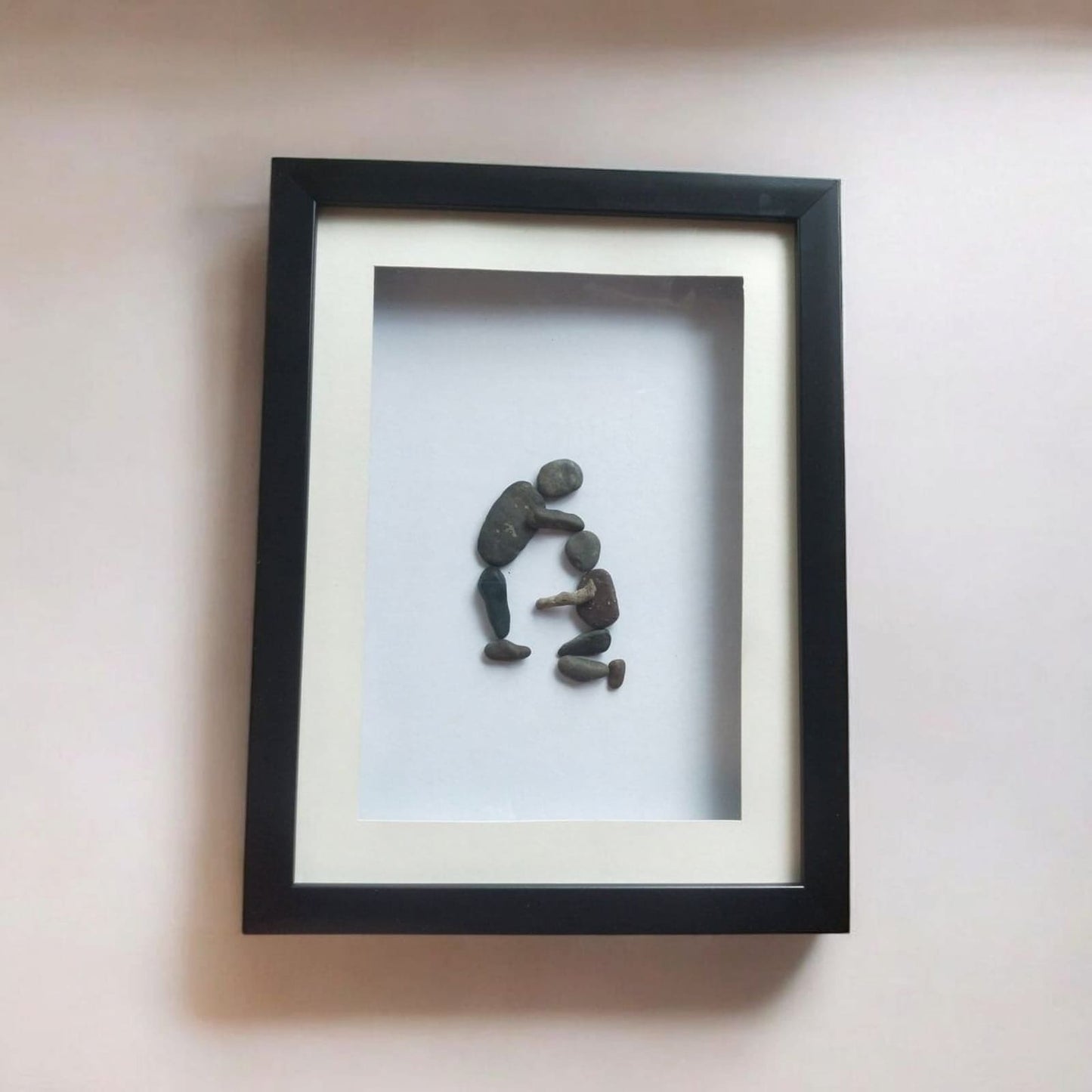 Handcrafted Pebble Art Of Respectful Gesture by Prahalad Pawar - Unique 9x12 Wall Decor for Home
