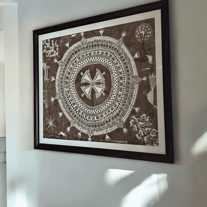 Traditional Warli Art by Bharat Bhushan Awardee Balu Jivya Mashe – (48" * 40")