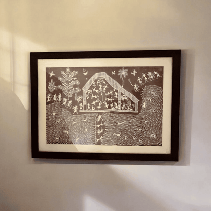 Authentic Warli Painting – Handcrafted Tribal Art(32"*24")