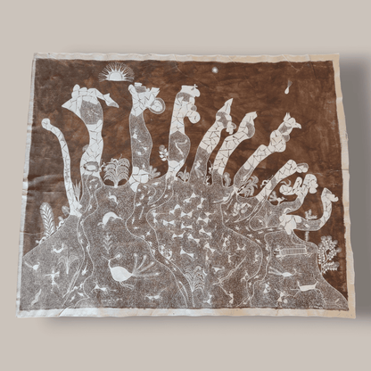 Handcrafted Warli Painting – Nature and Harmony Theme(Without Frame) (50" * 40" )