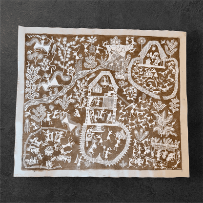 Handcrafted Warli Painting – Marriage Story( Without Frame)(39"*34")