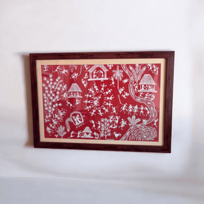 Village Celebration – A Warli Art Depiction of Tribal Life(24"*18")