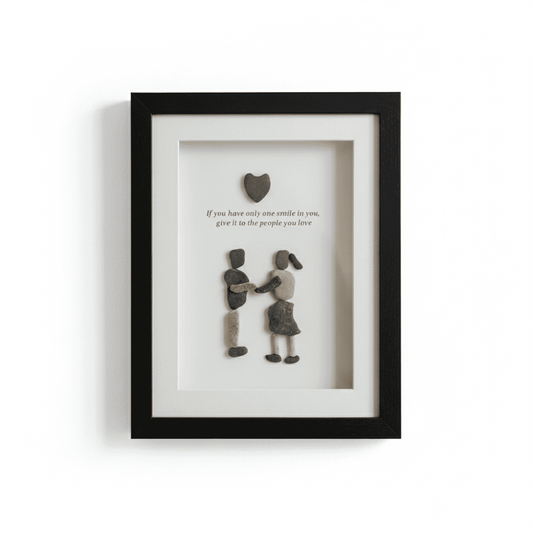 Premium Handcrafted Pebble Art Couple with Love Quote by Prahalad Pawar - Unique 9x12 Wall Decor for Home