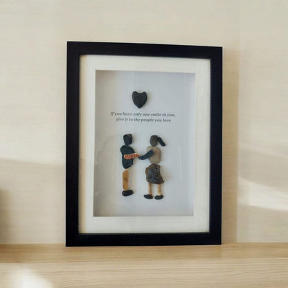 Premium Handcrafted Pebble Art Couple with Love Quote by Prahalad Pawar - Unique 9x12 Wall Decor for Home