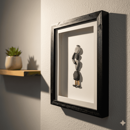 Premium Handcrafted Pebble Art Woman with Basket by Prahalad Pawar - Unique 9x12 Wall Decor for Home