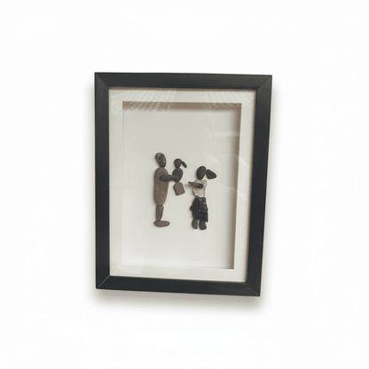 Premium Handcrafted Pebble Art Family Portrait by Prahalad Pawar - Unique 9x12 Wall Decor for Home