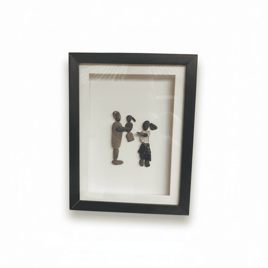 Premium Handcrafted Pebble Art Family Portrait by Prahalad Pawar - Unique 9x12 Wall Decor for Home