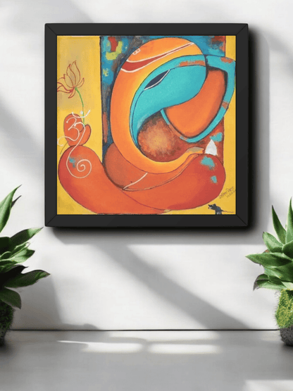 Lord Ganesha Abstract Wall Art -Premium Handmade Canvas Painting