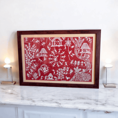 Village Celebration – A Warli Art Depiction of Tribal Life(24"*18")